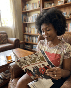 Ayinde Smith ©Relate Studios Girl sitting readin gretro magazine